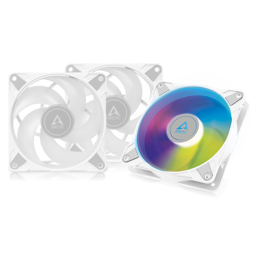 ARCTIC P12 PWM PST A-RGB (3 Pack) - PC Fan, 120mm Fan, PC Case Fan, Optimized for static pressure, Semi-passive: 200-2000 rpm (0 rpm <5%), 5V 3 pin ARGB LED - White — image 1