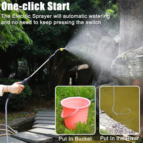 Viitech 8L Battery Pressure Sprayer, Powerful Electric Sprayer with 3 Mist Nozzles, Garden Sprayer with Rechargeable Handle and Adjustable Shoulder Strap (Orange)