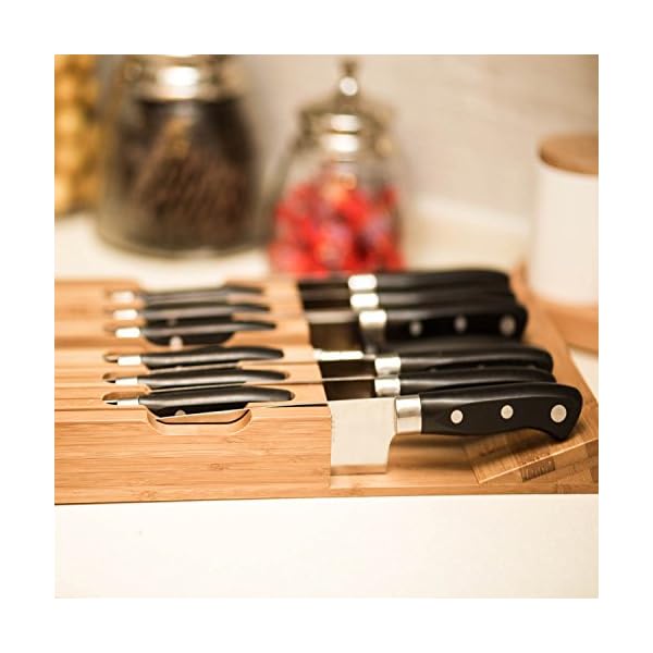 Utoplike InDrawer Bamboo knife block Drawer Knife Organizer and Holder