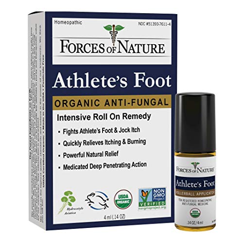 Forces of Nature – Natural, Organic Athlete’s Foot Treatment (4ml) Non GMO, No Harmful Chemicals, Cruelty Free – Antifungal Relieves Burning, Itching, Cracking Caused by AF, Jock Itch and Ringworm