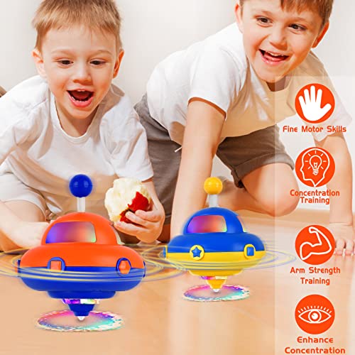 Spin Top for Kids, Light Up Top Toy with Colorful LED Lights, Sensory