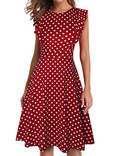 IHOT Women's Vintage Ruffle Floral Flared A Line Swing Casual Cocktail Party Dresses - Thumbnail 7