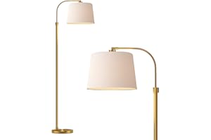 Oneach 62" Gold Floor Lamp for Living Rooms Tall Arc Standing Lamps for Bedrooms Industrial Corner Nursery Girls Kid Vintage Mid-Century Modern Reading Light Office Antique Brass Shade Lantern