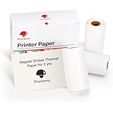 Phomemo White Self-Adhesive Thermal Paper, Glossy Printable Sticker Paper Label for Phomemo M02/M02 Pro/M02S/P2S/M03/M04S Mini Sticker Printer, 50mm x 3.5m, Diameter 28mm, 3-Rolls, Image Time 2 Years