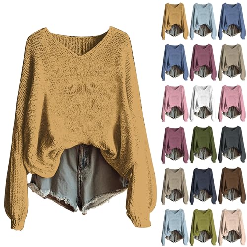 Ladies Sweaters Think Soft Essentials Printed Jumpers Trendy Long Sleeve V Neck Therml Tops Stretch Curved Hem Warm Loose Fit Pullover Pretty Knitted Spandex Pullovers Autumn Winter