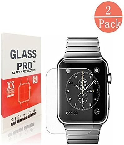 38mm Apple Watch Screen Protector - YiYiYi [2 Pack] Tempered Glass Screen Protector, Anti-bubbles, Scratch Resistant [Only Covers the Flat Area]