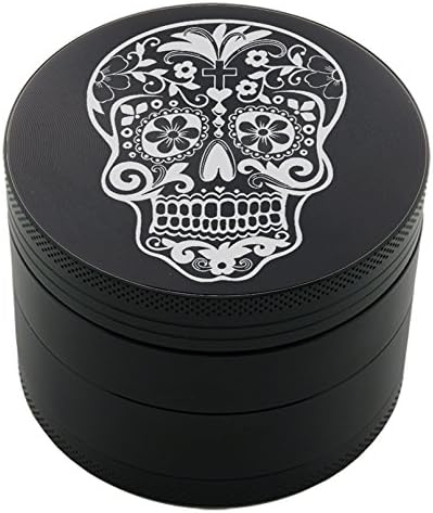 Sugar Skull Laser Etched Design 4pcs Large Size Herb Grinder With FREE Scraper Item # ETCH-G012317-231