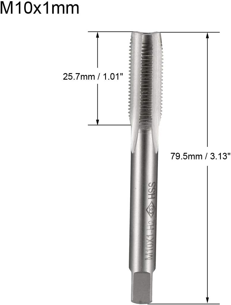 sourcing map Metric Machine Thread Tap M10 x 1 H2 High Speed Steel Straight Flutes Screw Tapping Threading Machinist Repair DIY Tool 2pcs - Image 3