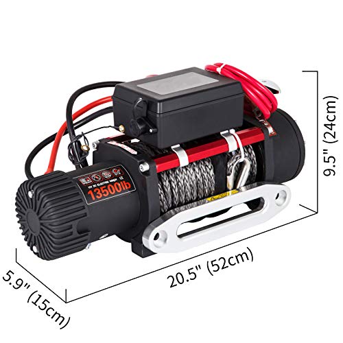 VEVOR 27 m Kabel Elektrische Seilwinde 13500 lb(6123,5 kg),elektrische Winde Elektrische Motorwinde 4-Wege Motorwinde, 12V elektrische Seilwinde Funkfernbedienung elektrische Winde mit Zubehör Auto – Bild 4