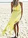 Choies Women's Yellow Cut Away Open Waist Split Holiday Beach Maxi Sundress S