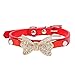 Dog Collars,Haoricu Puppy Hot Cute Crystal Bowknot Small Pet Collar Cat Bell Collar for Dogs Adjustable Leather Buckle Neck Strap Collars