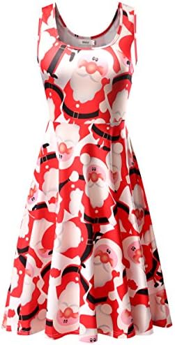Malist Women's Chrismas Halloween Midi Dress Sleeveless A Line Flared Dress