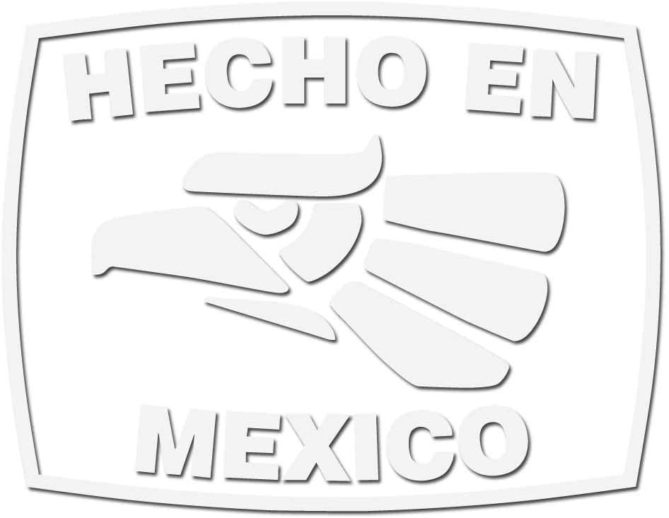 Milk Mug DesignsHecho En Mexico Decal Sticker - White 5" Vinyl Decal for Car, Laptop