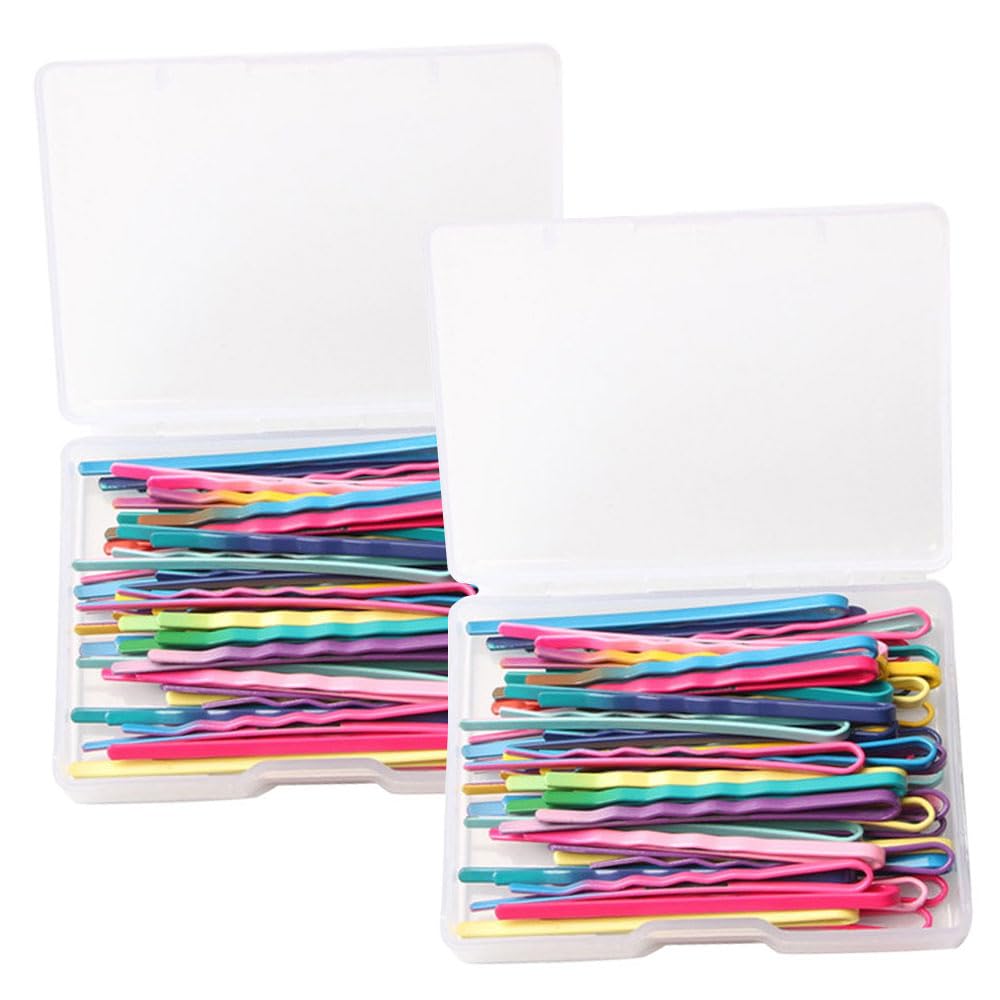 100 Pcs Wave Hair Grips with Transparent Storage Box Bobby Pins Colorful Hair Grips Kit Hair Pins for Women Girls