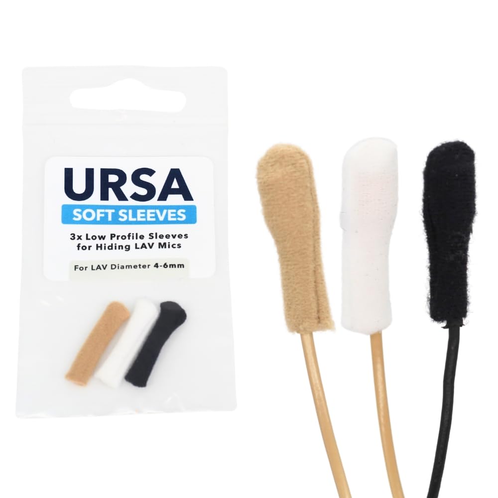 URSA Soft Sleeves - Reusable, Low Profile 6mm Sleeves for Hiding LAV Mics (x1 Black, Beige & White MultiPack)
