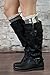 Modern Boho The Original Button Boot Socks with Lace Trim Boutique Socks Dark Grey