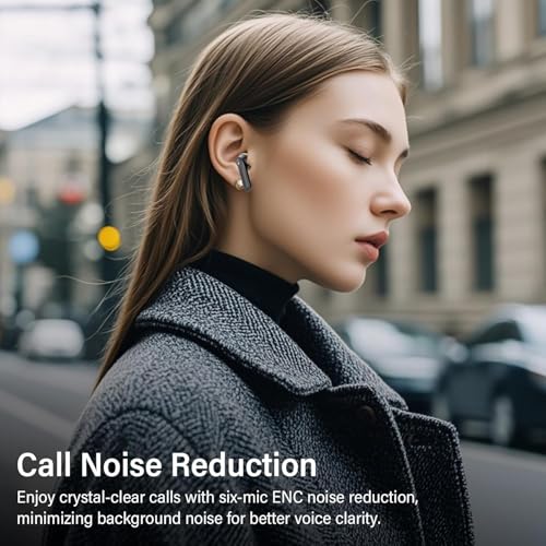 Bluetooth Headphones with Hybrid Active Noise Cancellation, In-Ear Headphones Wireless Bluetooth 5.4, 6Mic, 49 Hours Playback, Powerful Bass, 8 EQ Modes, App Control, Wireless Charging, Multipoint