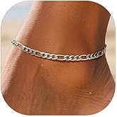 ChainsPro Resizable Anklet Chain for Women Men, Figaro/Wheat/Twist Rope/Cuban Foot Bracelet-Strong with Good Clasp-18K Gold Plated(Send Gift Box)