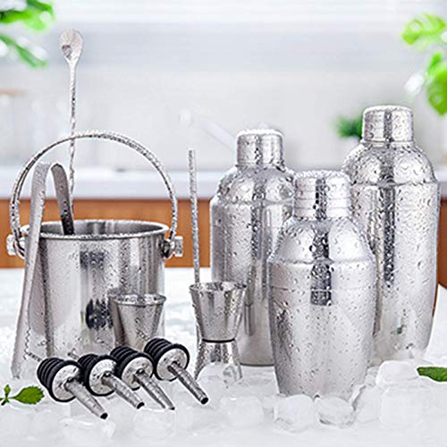 PIVFEDQX 10-teiliges Cocktail-Shaker-Bar-Werkzeugset Edelstahl-Barkeeper-Kit mit 1,2-l-Eiskübel, doppelt messbarem… – Bild 7