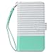ULAK Flip Wallet Case for iPhone 6 Plus / 6S Plus 5.5 inch, Folio PU Leather Wallet Case with Multi Credit Card Holders Pockets Magnetic Closure Cover Wrist Strap, Mint Minimal Stripes
