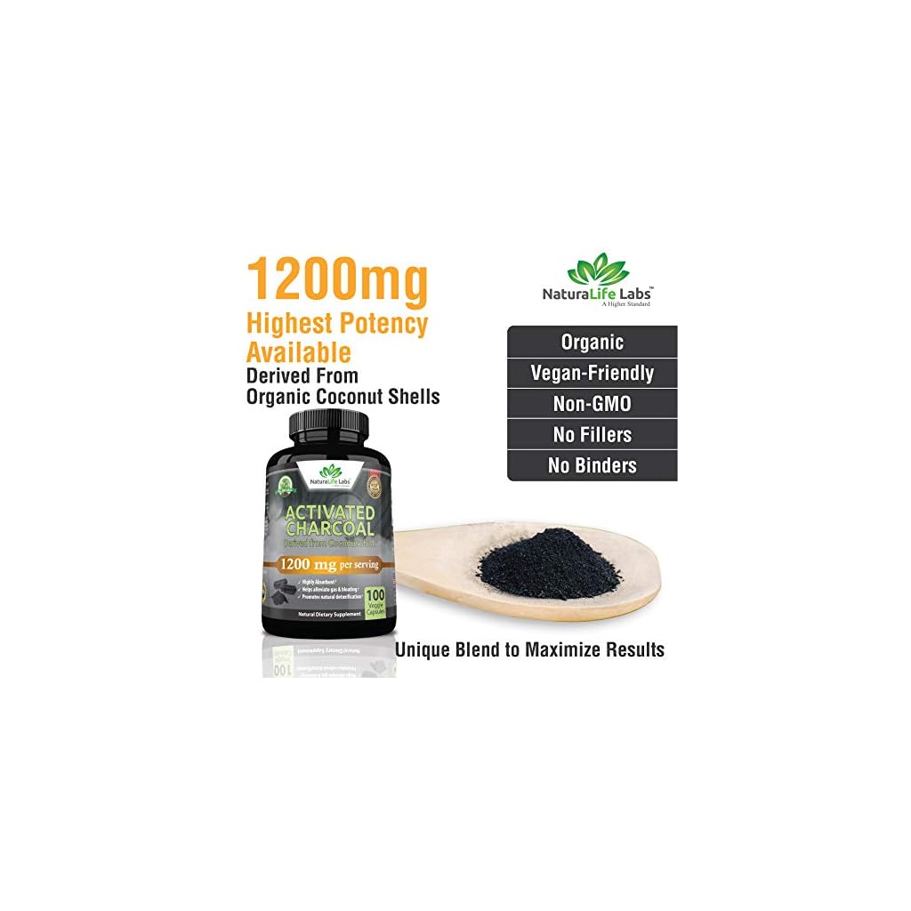 Activated Charcoal Capsules 1,200 mg Highly Absorbent Helps Alleviate