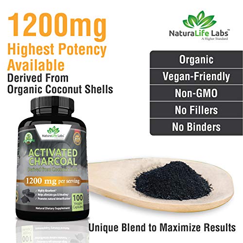 Activated Charcoal Capsules 1,200 mg Highly Absorbent Helps Alleviate