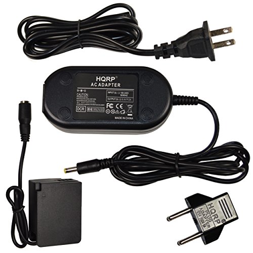 HQRP Kit AC Power Adapter and DC Coupler for Panasonic Lumix DMC-G85 DMC-G85M DMC-FZ2500 Digital Camera + HQRP Euro Plug Adapter