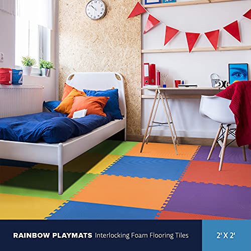 IncStores 1/2 Inch Thick Rainbow Playmat Foam Flooring Tiles Vibrant