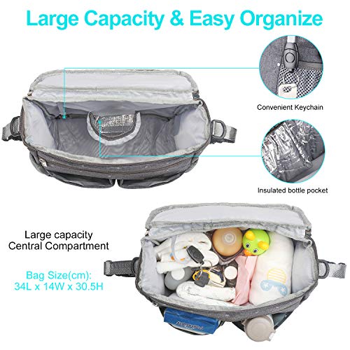 Conleke Stroller Organizer Travel Bag with Shoulder Strap Lightweight Design Storage Pockets for Bottles, Diapers, Toys, Snacks,Essential Stroller Accessory (Dot Pattern) - Thumbnail 3