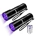 VICOUP Black Light UV Flashlight, 12 LED Blacklight Flashlights with 6 AAA Batteries, Mini Pets Urine and Stains Detector for Dogs, Bed Bug Detector(2 Pack)