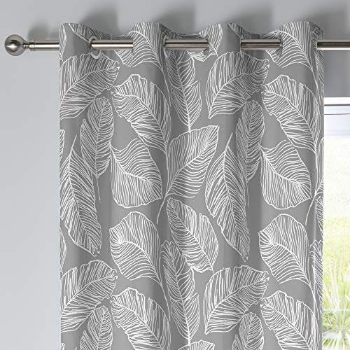 Fusion - Matteo - Coppia di tende con occhielli, 100% cotone, 168 x 137 cm, colore: Grigio