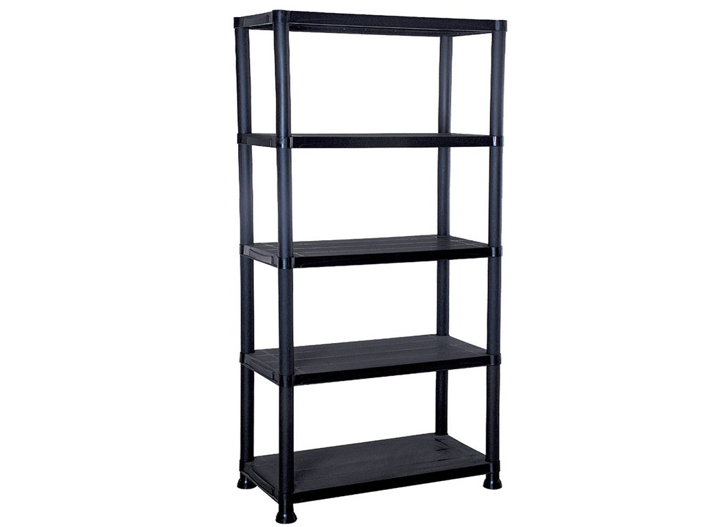 4 5 Tier Black Plastic Shelving Unit Storage Organised Garage Home