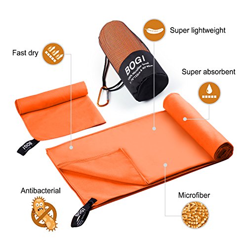 image for BOGI Microfiber Travel Sports Towel-(M:40''x20'')-Antibacterial Dry Fa