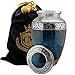 Moonstone Blue - Funeral, Burial, Niche Or Columbarium Adult Cremation Urn for Human Ashes - 100% Brass- Adult, Large (Moonstone Blue, Large)