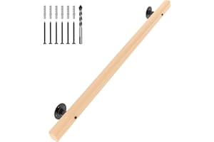 HENKA 3 FT Wood Handrails for Indoor Stairs, Wall-Mounted Staircase Handrails for Indoor Outdoor Stairs, Non-Slip Stair Railing Indoor for Kids, Elderly, Pregnant Women, Disabled