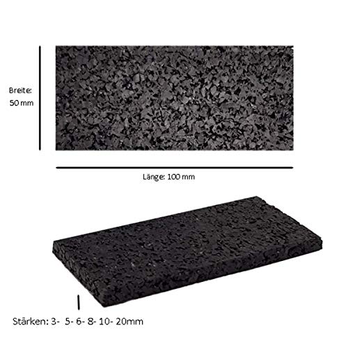 Terrassenpads 100 x 50 mm x 3mm 6mm 8mm 10mm 20mm | Unterleger aus Gummigranulat | Stärke und Menge auswählen (100 x 50… – Bild 3