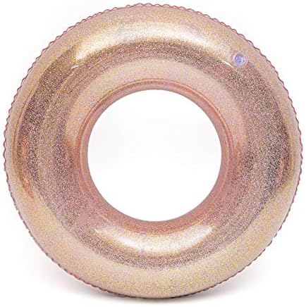 BONNIO Inflatable Swim Ring with Handle Round Summer Pool Beach Party Confetti Glitter Swimming Float Tube
