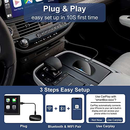 Wireless CarPlay Adapter for Factory Wired CarPlay, Wireless Dongle for