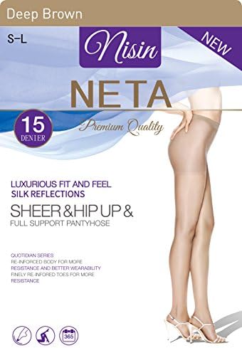 Nisin - Pantyhose 15 Denier Sheer and HIP UP Full Support Silk Panty Hose Premium Quality