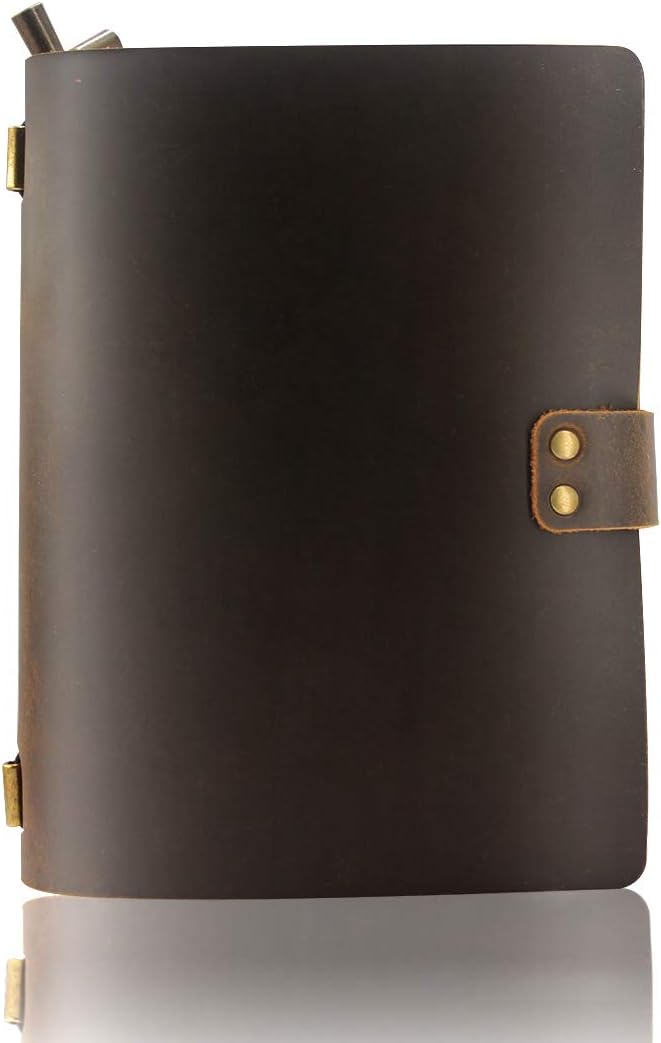 Refillable 7"x 5" Premium Genuine Leather Journal Traveler Notebook - Real Leather Art Sketchbook - Writing Notebook Diary - Proper Size Gifts for Men & Women 180 pages