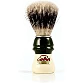Semogue Hereditas 1305 Premium Boar IB Shaving Brush &mdash; 22mm Fan Knot, Green &amp; Ivory Resin and PLA Handle, Aluminum Collar