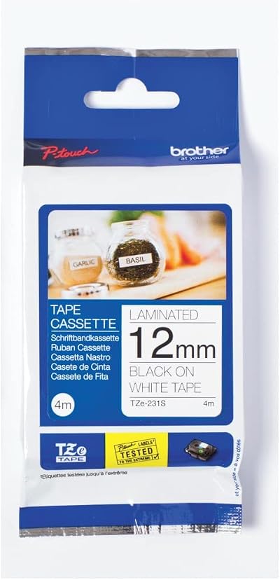 Brother TZe-231S Labelling Tape Cassette Black on White 12 mm x 4 m