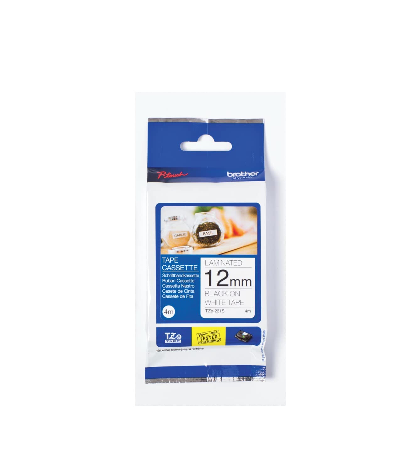 Brother TZe-231S Labelling Tape Cassette, Black on White, 12 mm (W) x 4M (L), Laminated, Brother Genuine Supplies