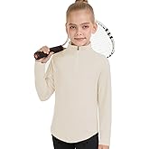 Girls Fashion Shirts Long Sleeve 1/4 Zip Pullover Trendy Tshirt Kids Cute Fall Athletic Workout Tops Basic Tees 5-14 Years