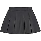 WDIRARA Women's High Waisted Pleated Mini Skirt Skater A Line Uniform Skirts