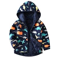 Happy childhood Baby Boys Girls Polar Fleece Warmth Printing Reversible Jacket Autumn Winter Outwear Lightweight Coat Dinosaur 100