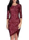 Miusol Women's Elegant Floral Lace 2/3 Sleeve Slim Evening Dress