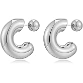 NEPULOY Chunky Thick Teardrop Earrings for Women Gold Hoop Earrings Cut Polished Droplet Earrings