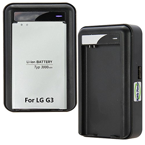 MobilePioneer Black USB Wall Travel Spare Battery Charger for LG G3 - Battery Not Included (LG G3)