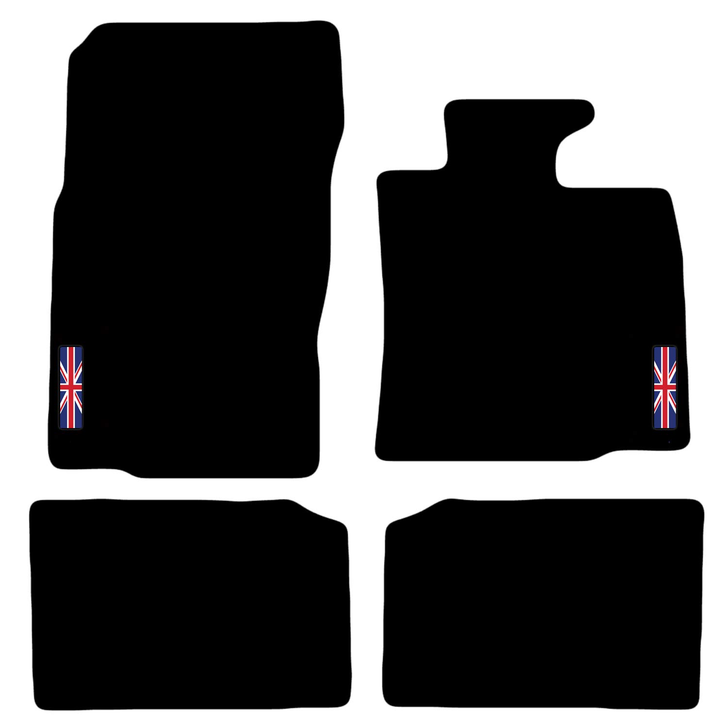 Carsio Carpet Car Mats For Mini Paceman 2013 to 2016 R61 with Union Jack Flag logo Tailored Fit Floor Mat Complete Accessory Custom Fitted - All Weather, Anti-Slip Backing & Black Trim